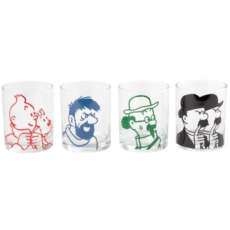 Art De La Table*Tintin Boutique Pack 4 verres-Personnages Tintin