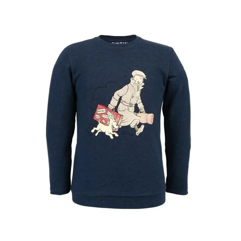 Idées Cadeaux | Sweatshirts*Tintin Boutique Sweat-shirt Tintin « Ils arrivent » bleu foncé marine
